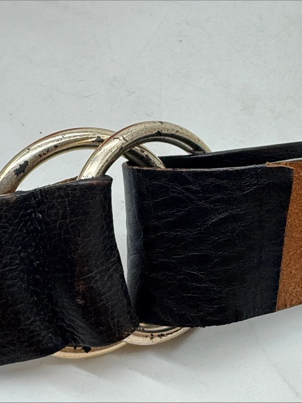 Michael Kors Black Leather Double-Ring Waist Belt